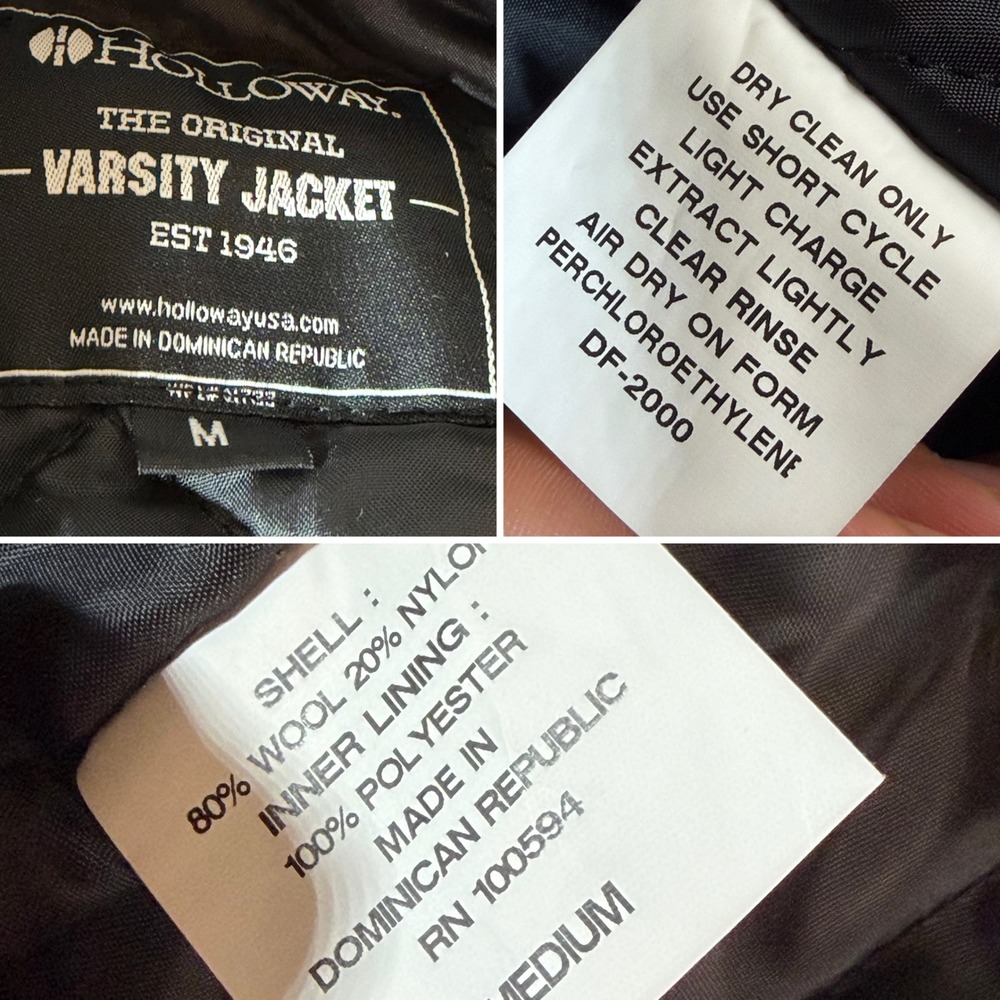 Holloway Original Varsity Jacket Mens M Navy White Wool Leather Letterman Bomber - Picture 8 of 10